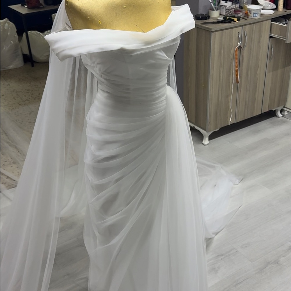 Elegant White Off-Shoulder bridal gown